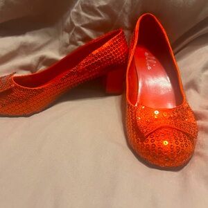 Ruby Red Slippers Heels Dorothy Oz Shoes Costume Sequins Sparkle